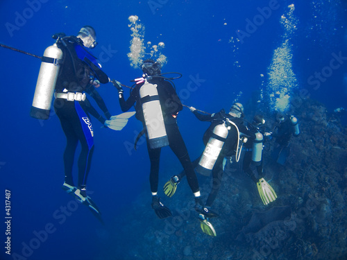 Divers descending