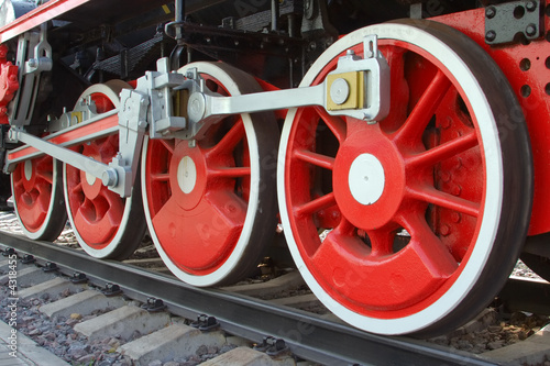 Old steam locomotive wheels, Moscow miseum of Moscow railway
