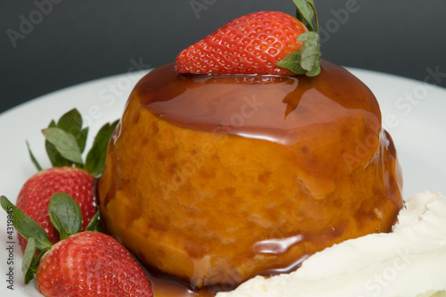 close up of caramel sponge pudding 