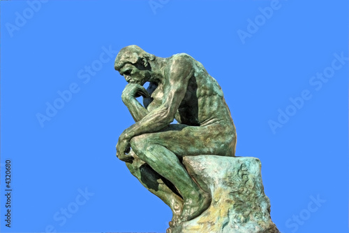 Thinker isolated over blue