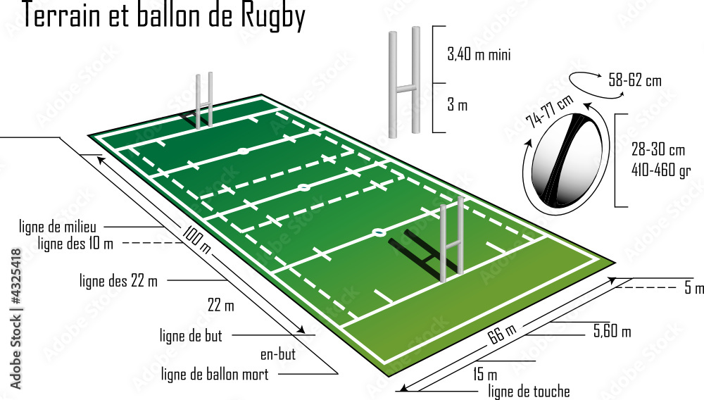 Terrain et ballon de Rugby vector de Stock | Adobe Stock