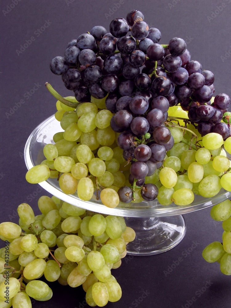 various grapes on glass plate various grapes on glass plate