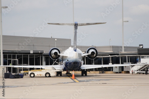 Jet parked at the gate at the airport