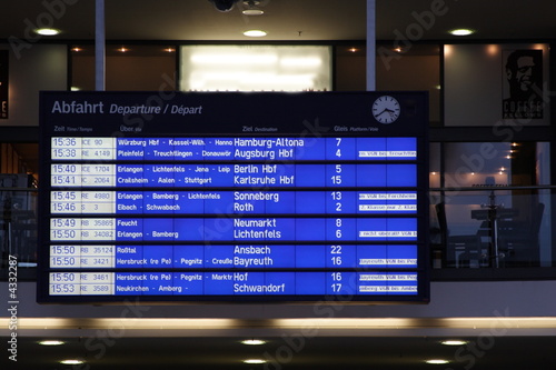 Departures board in train station