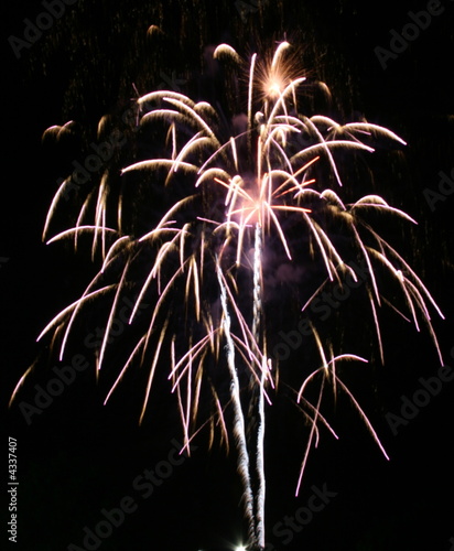 Night celebration fireworks upon dark sky 026