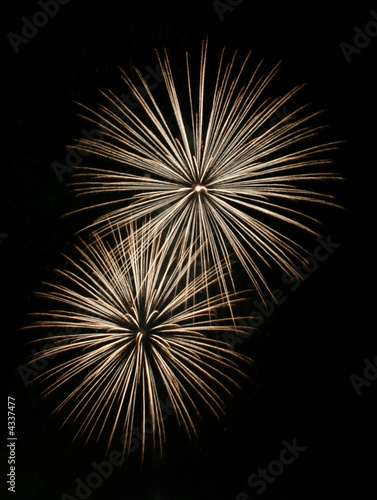 Night celebration fireworks upon dark sky 019