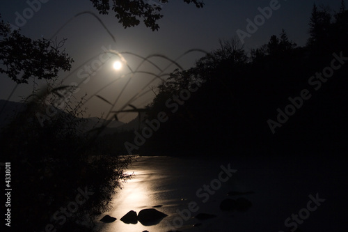 Canvas Print moonlit night view of river