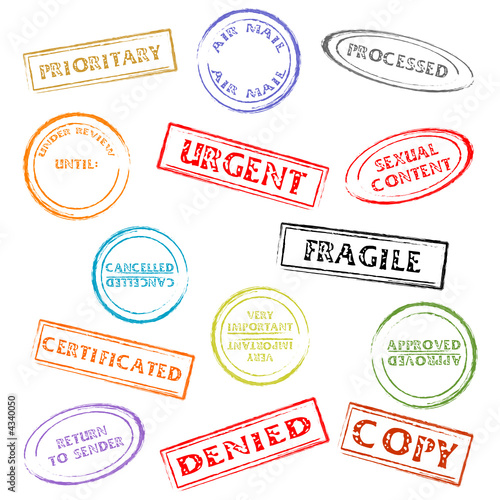 Colorful post or office marks isolated over white background