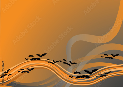 Chauve-souris sur vagues oranges