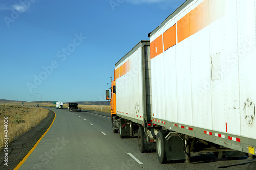 Semi truck going fast on interstate highway