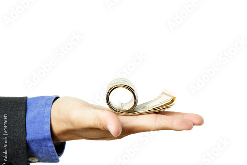 Businessman with cash on hand