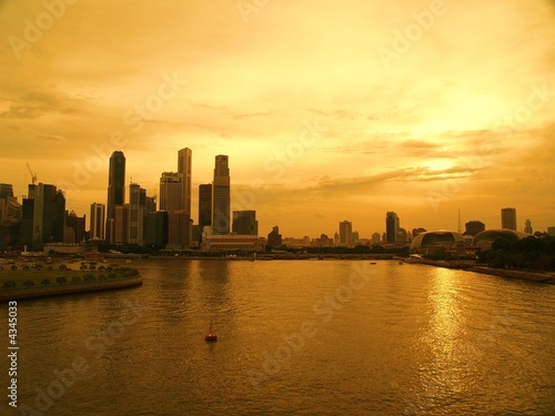 Waterfront City Sunset Skyline © weikeong