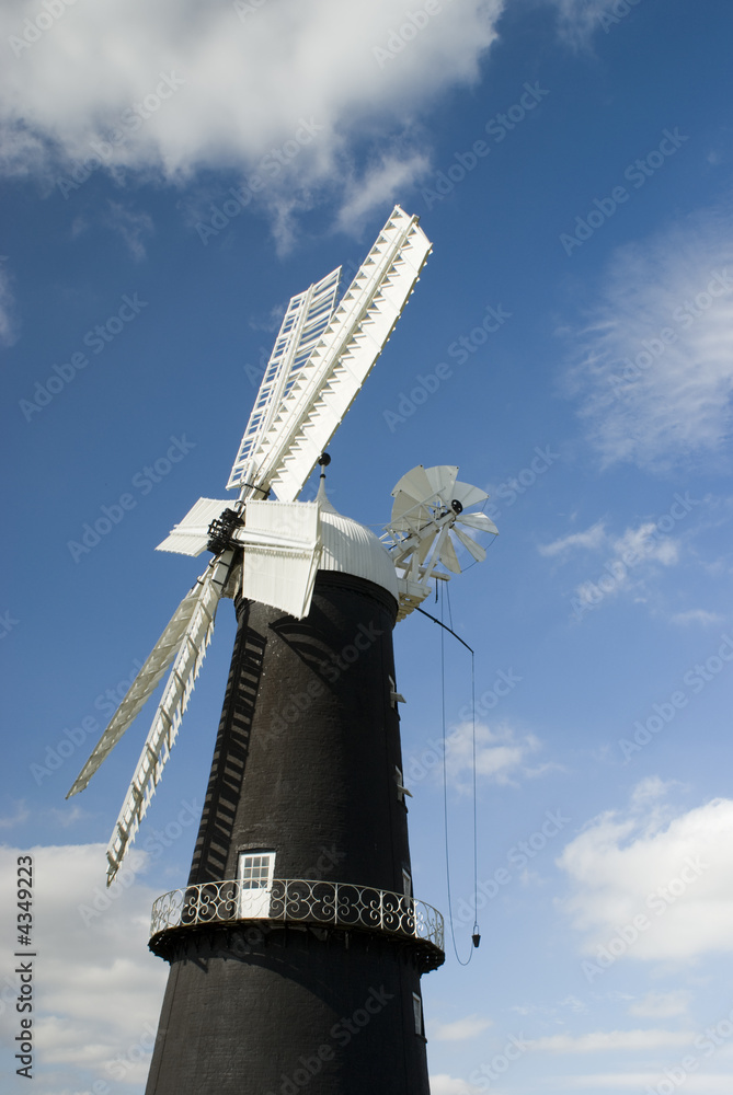 View of windmill in Lincolnshire England - landscape orientation