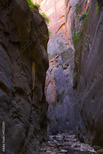 Hikers inside canyon