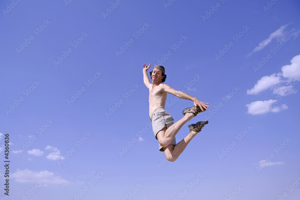 Obraz premium healthy happy man jumping in joy of life