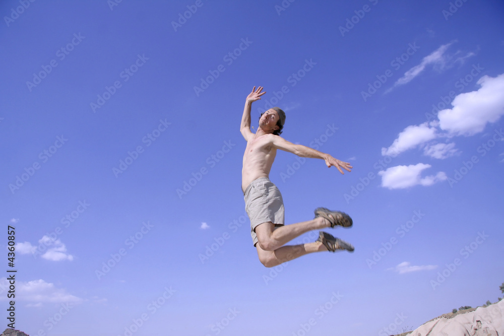 healthy happy man jumping in joy of life healthy happy man jumping in joy of life