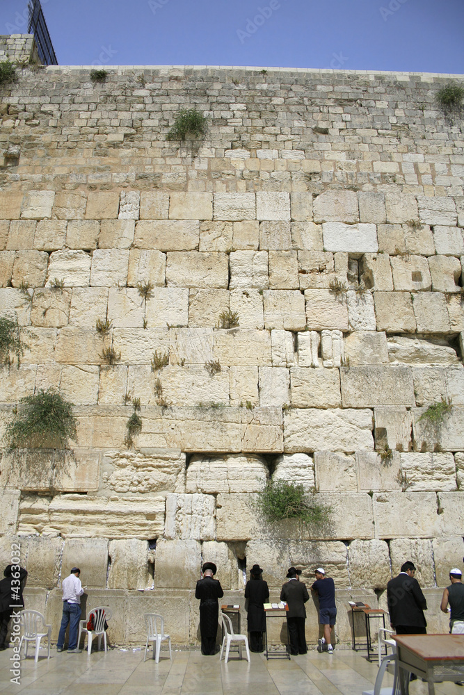 Obraz premium Hasidic jews at the wailing western wall, jerusalem, israel