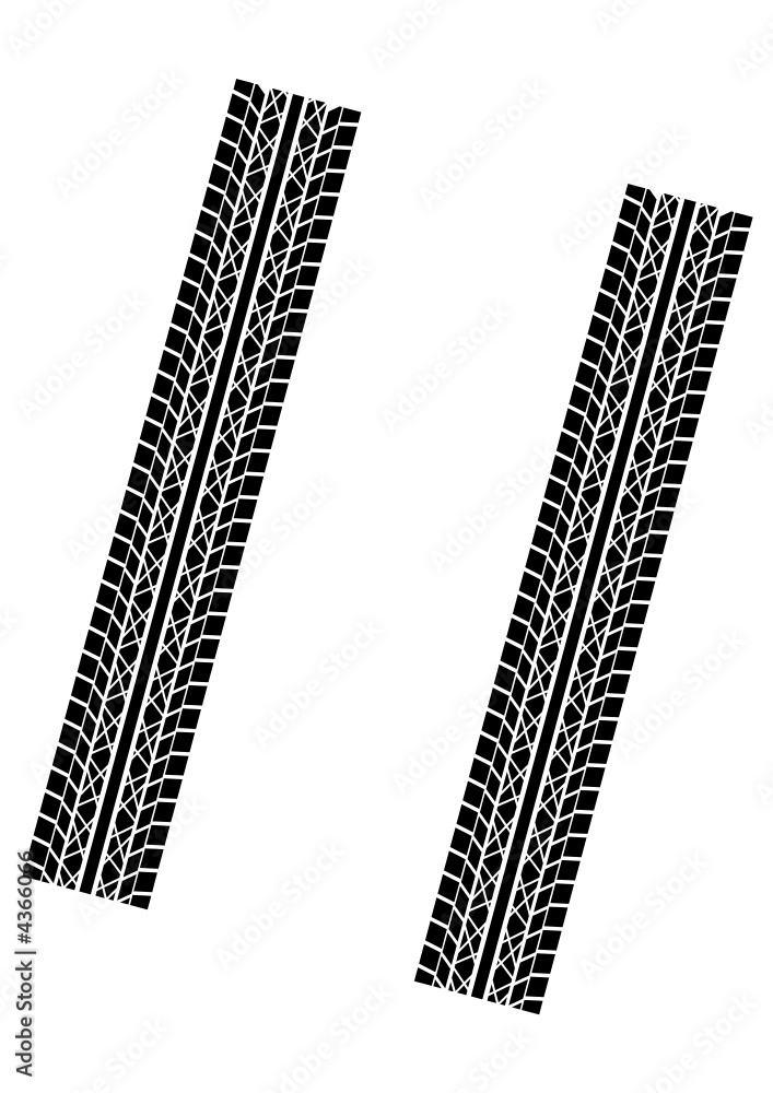Tyre tracks pattern isolated over white background