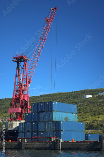 Crane and containers