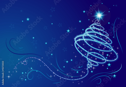 shining christmas tree, vector illustration