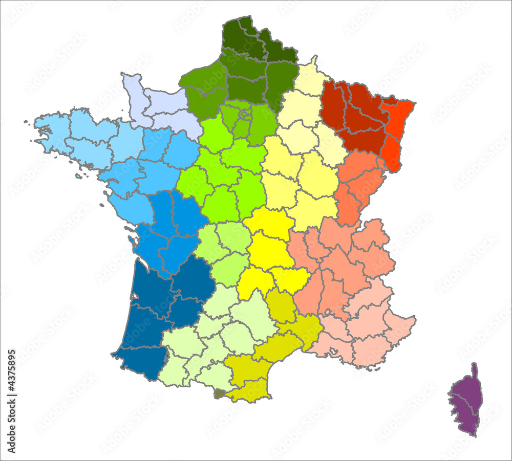 Fototapeta premium La France des régions et des départements