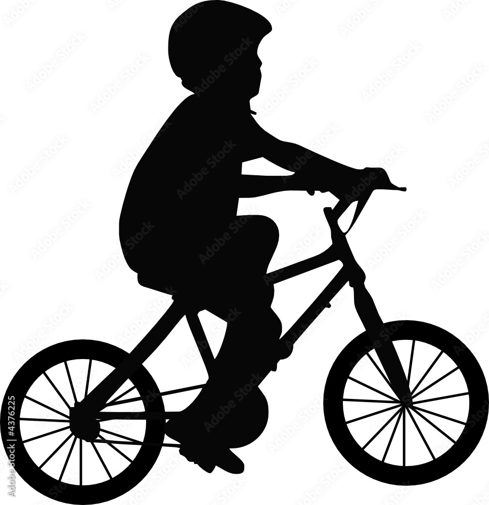 Fototapeta premium illustration of a boy and bicycle