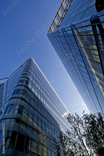 Glass office buildings