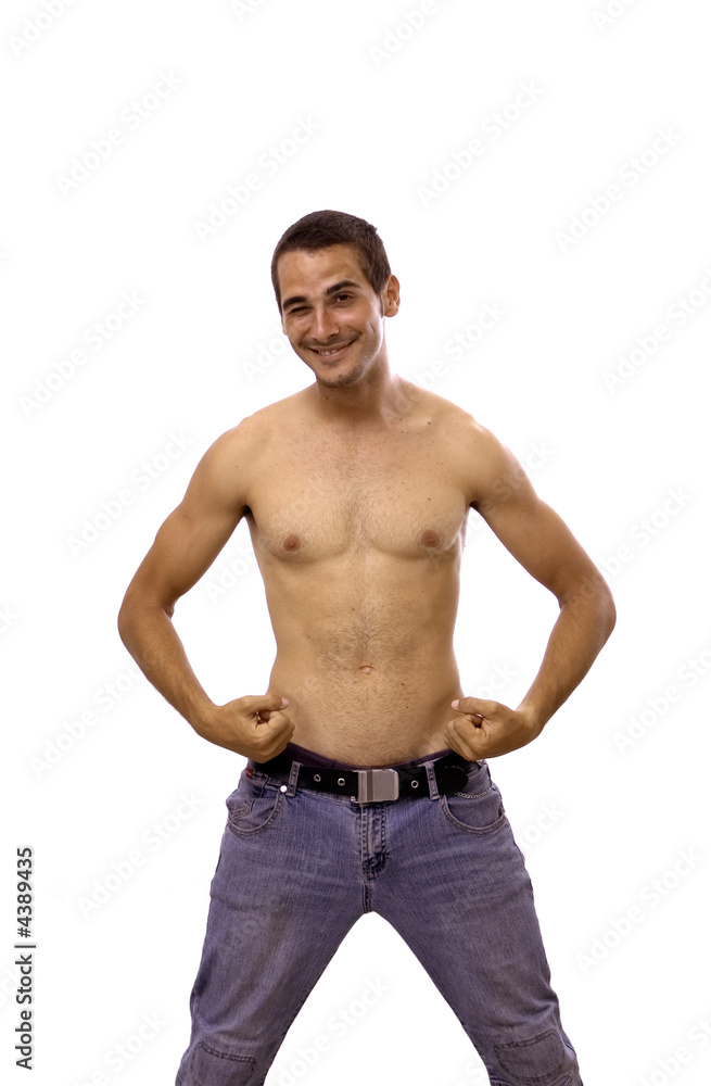 Strong teen with funny expression - isolated Strong teen with funny expression - isolated