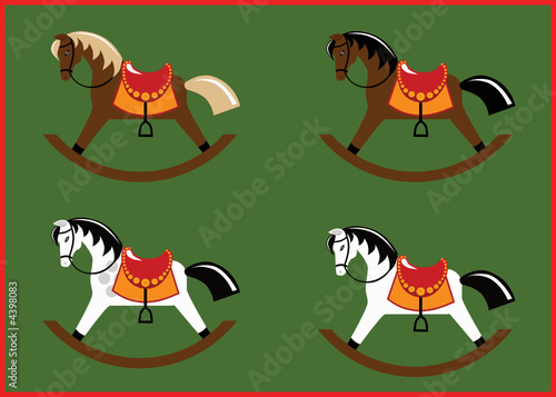 Vector Ilustration of Rocking Horses, Assorted Coats