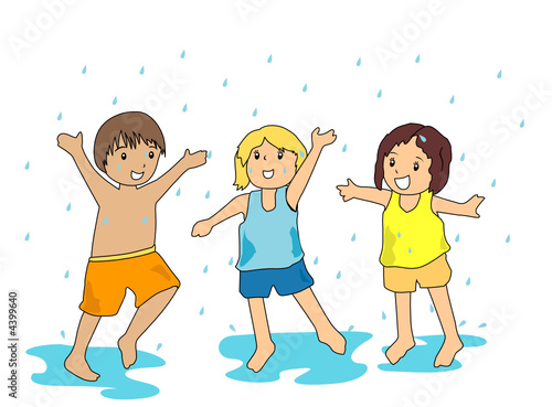 Kids Playing in the Rain