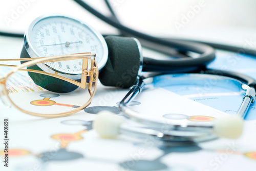 medical report and sphygmomanometer