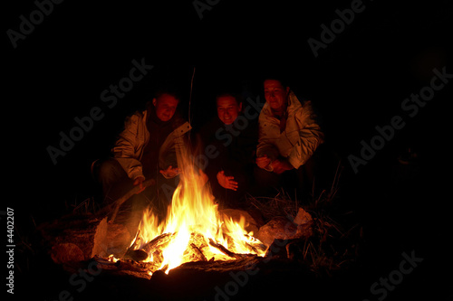 campfire with people