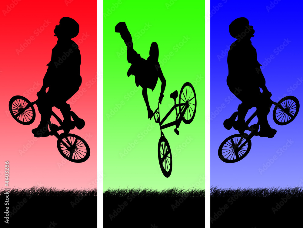 Fototapeta premium Three trick cyclists