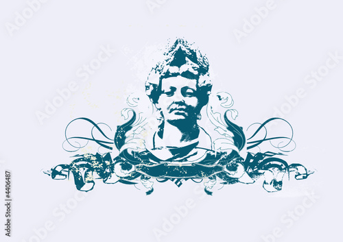 womans bust with heraldic ornament 