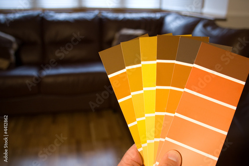 Colour swatches and sofa