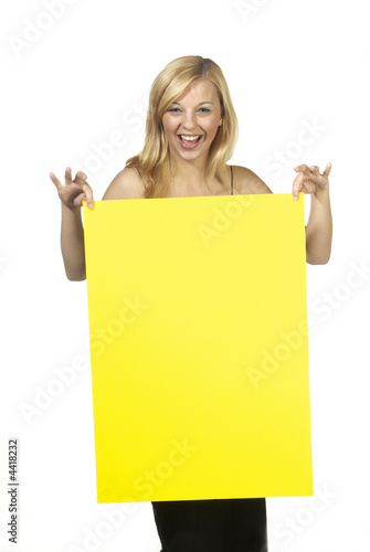 woman with empty sign photo