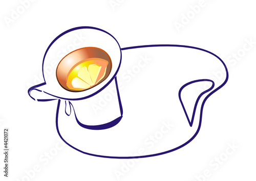 Tea cup with lemon and  plate