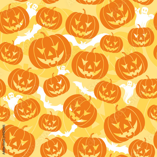 Halloween seamless background with pumpkin, vector