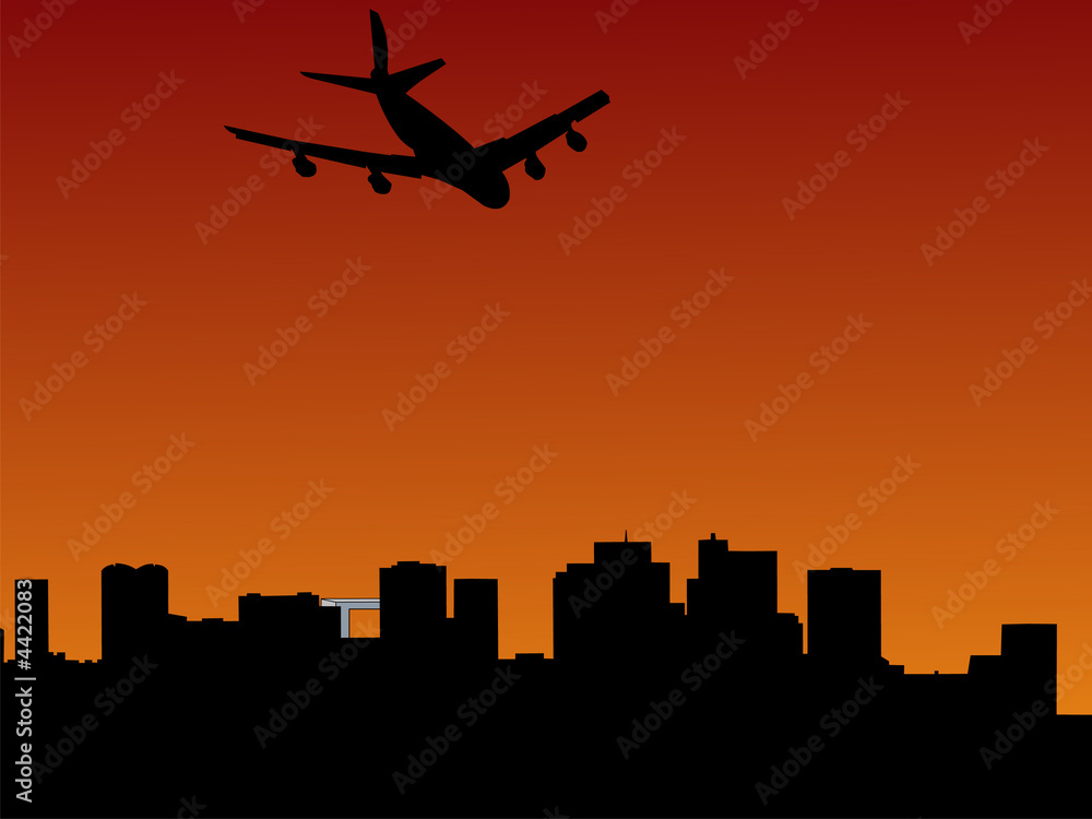 plane flying over La Defense Paris plane flying over La Defense Paris