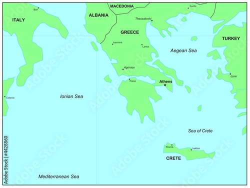 Sea maps series  Aegean Sea  Ionian Sea  Crete Sea