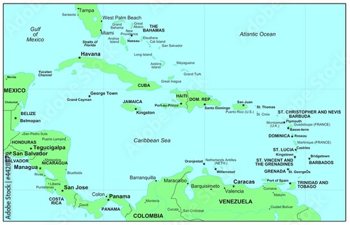 Sea maps series: Caribbean Sea