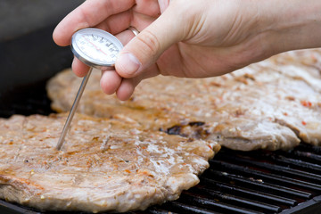 Checking meat