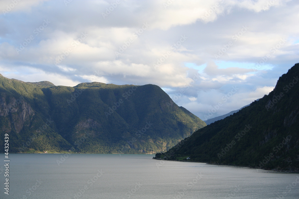 Beautiful norway fjord with mountain
