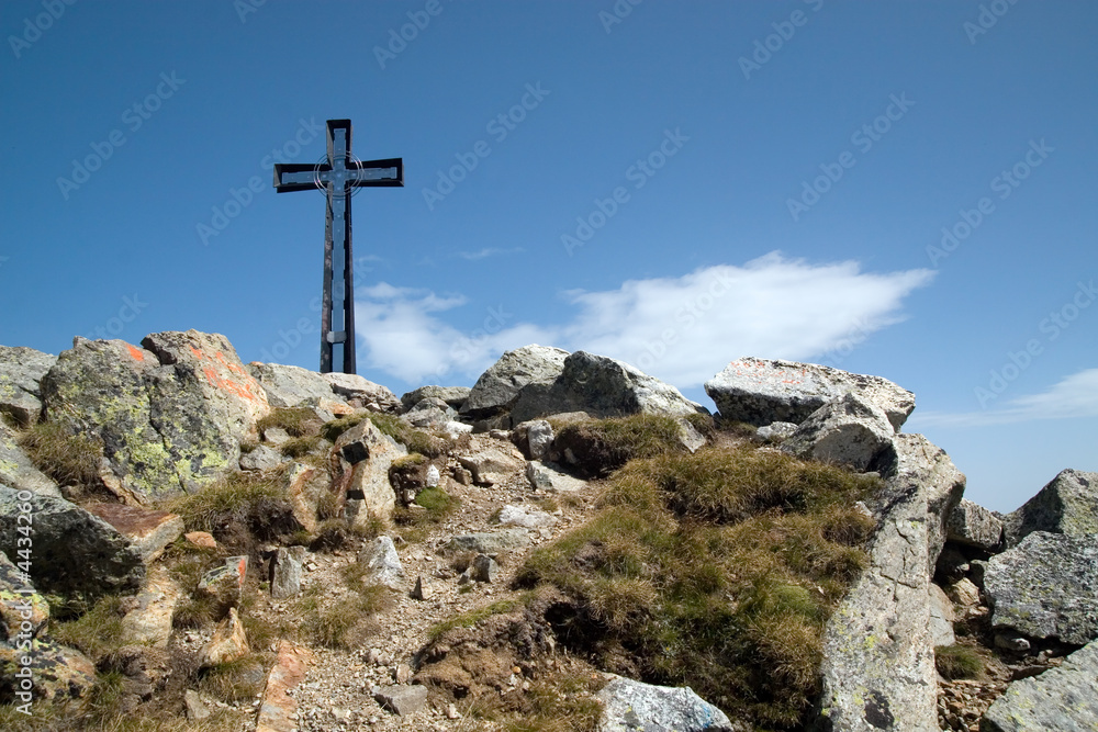 Cross on the Mt. Cresto in italian Alps