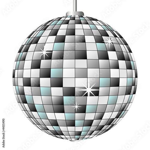 Disco mirror ball isolated over white background