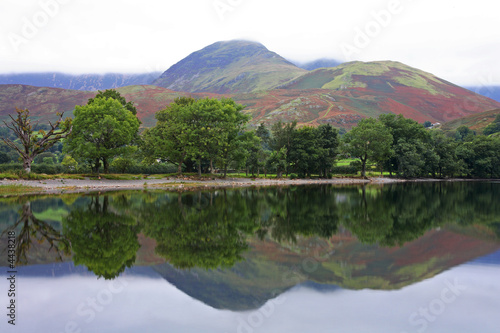 Mountain and trees reflections