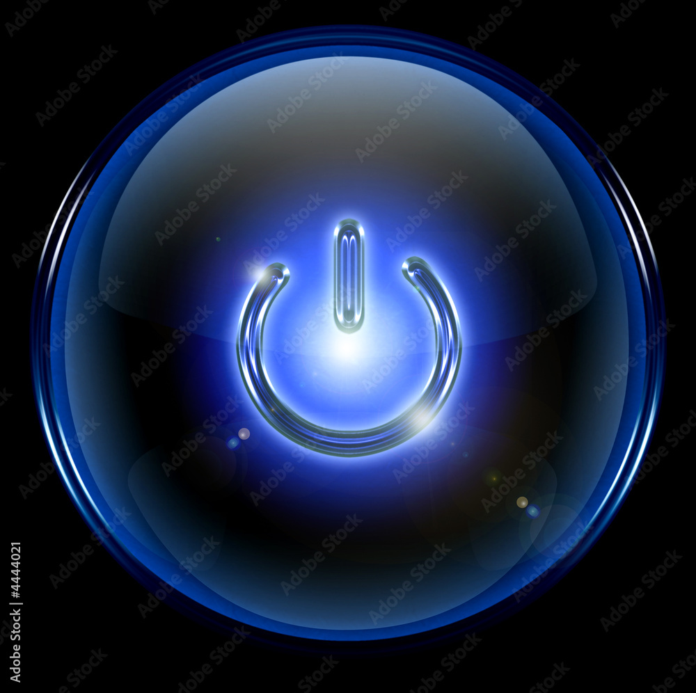 power button icon, isolated on black background power button icon, isolated on black background