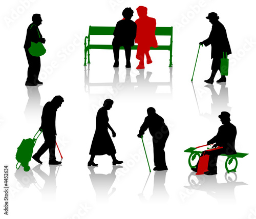 Silhouette of old people. 