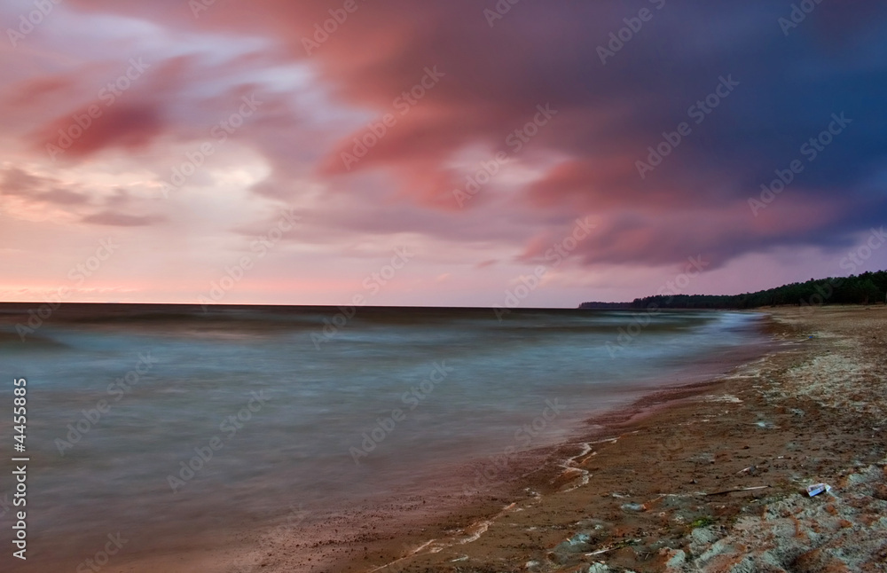 landscape with sea sunset