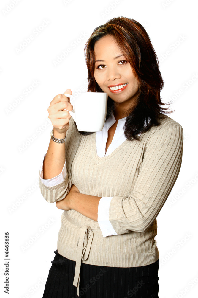 confident Asian businesswoman taking a coffee break, confident Asian businesswoman taking a coffee break,